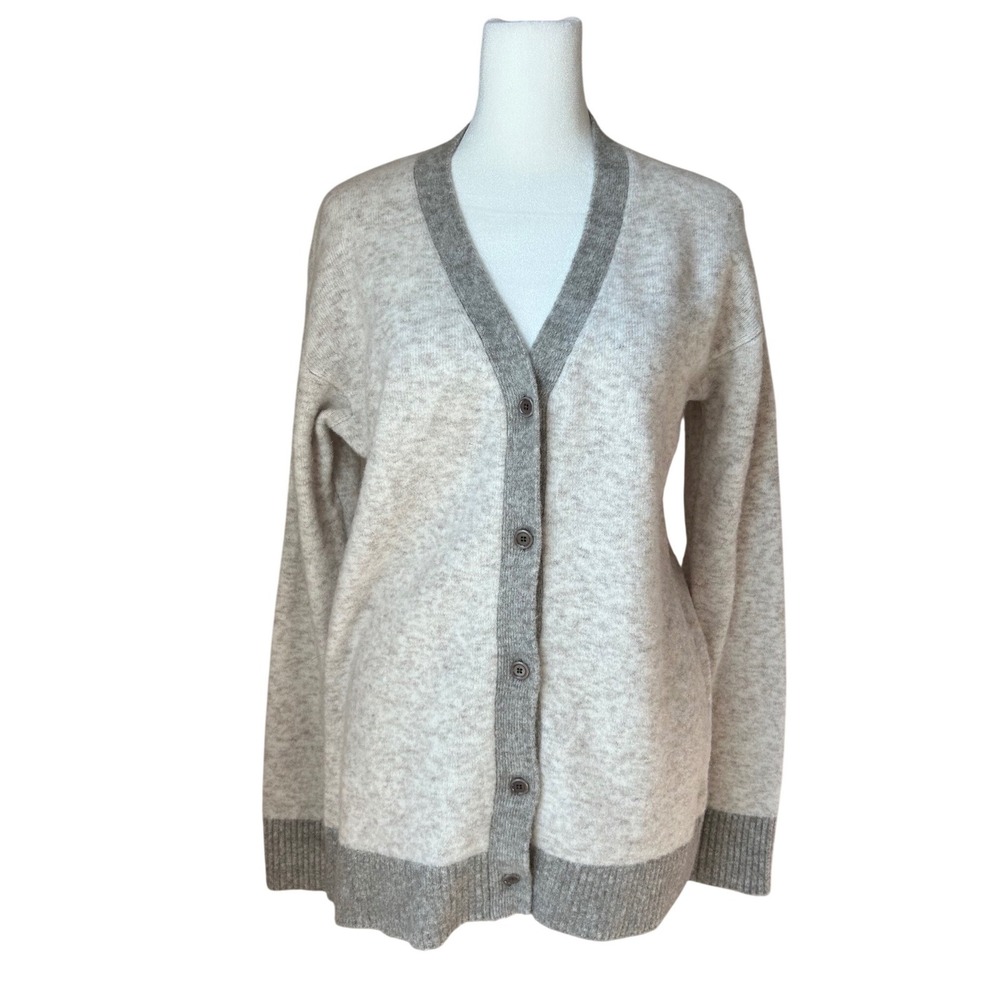 Athleta Merino Wool Blend Westlake Cardigan V neck Gray Beige Neutral Small